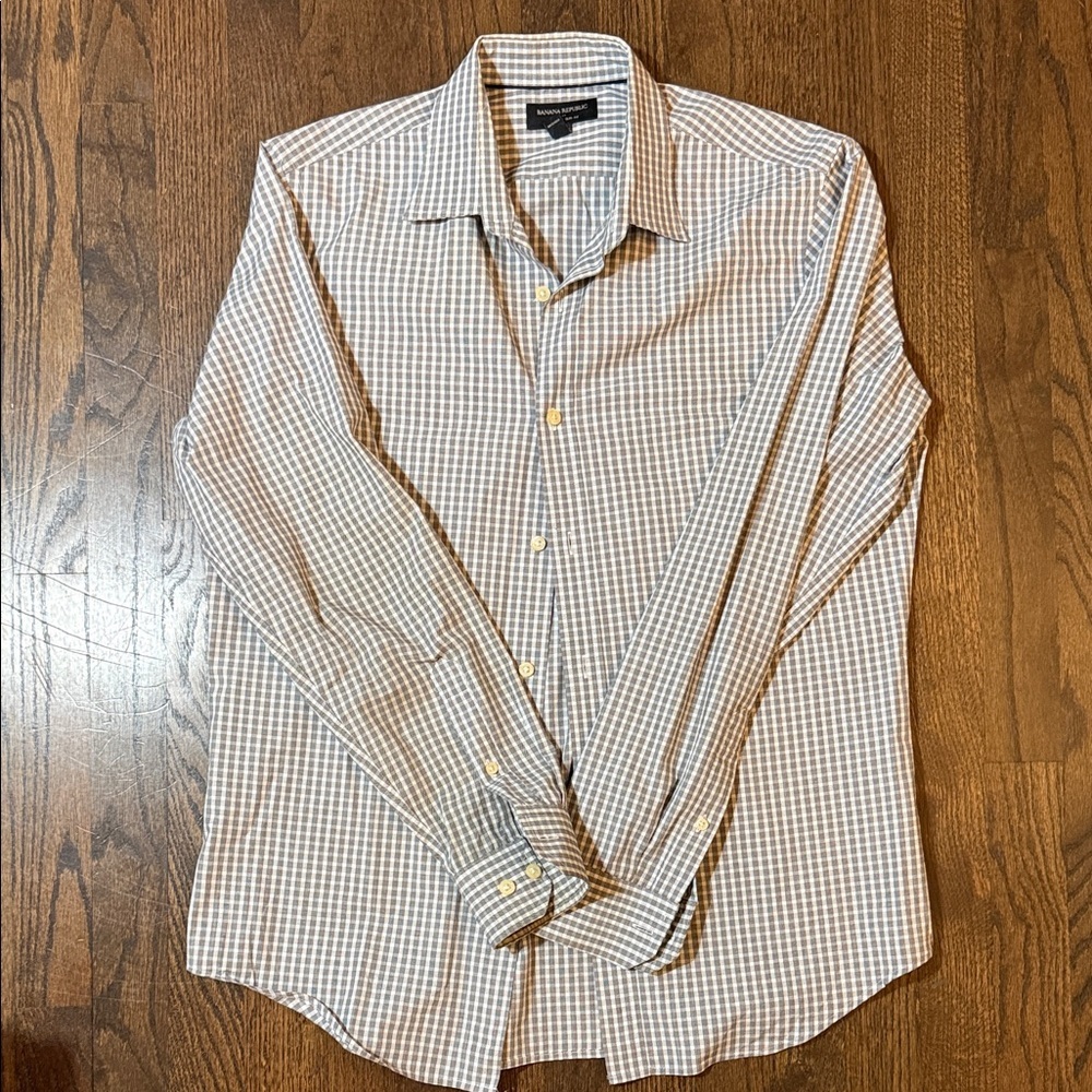 Men's Checkered Shirt - Grey and White